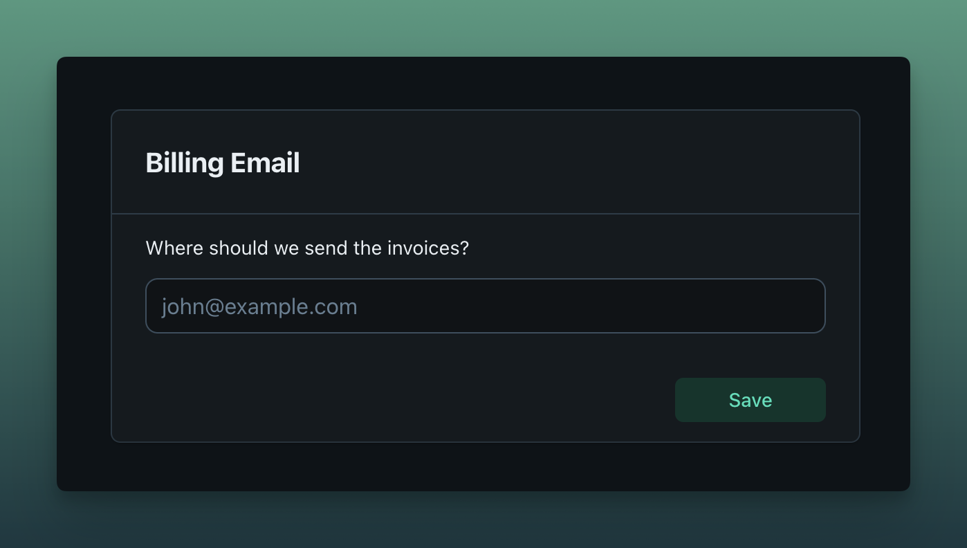 Billing email settings